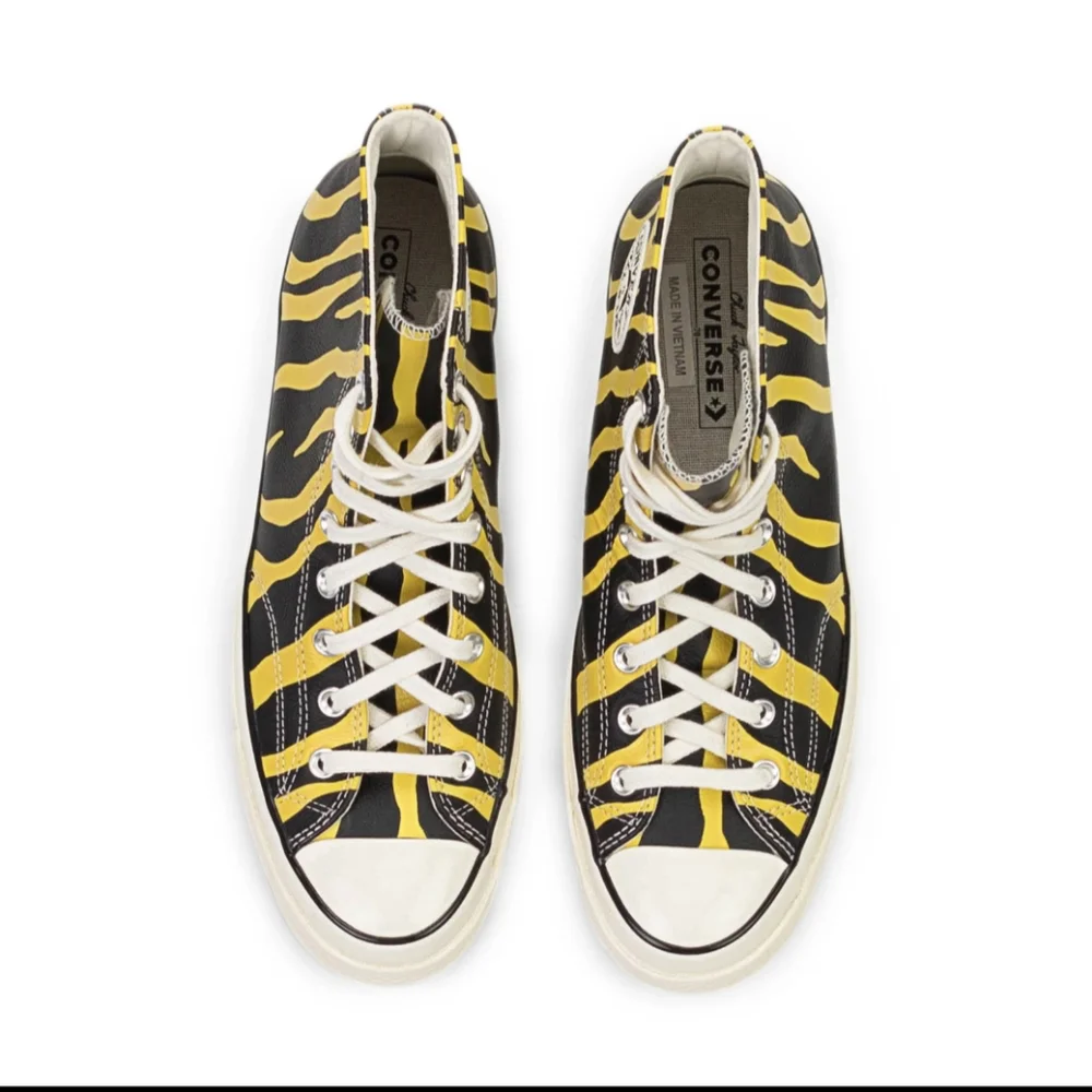 Converse Chuck Taylor Retro 70 Hi Vivid Black Yellow Sulfur Zebra Leather 8 NWT - Picture 5 of 14